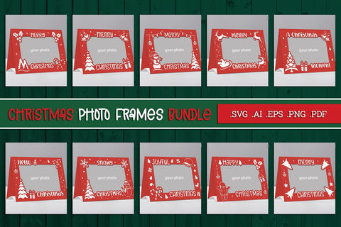 Christmas Photo Frames BUNDLE - Paper Cut SVG SVG Slim Studio 