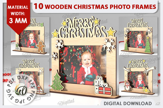 Christmas Photo Frames LaserCut Bundle. Christmas Frames SVG SVG Evgenyia Guschina 