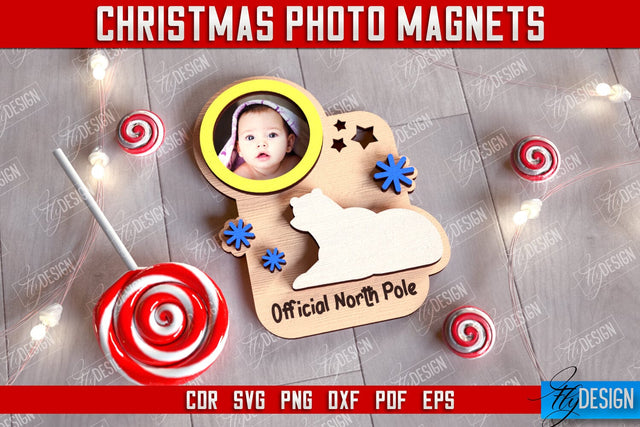 Christmas Photo Magnet | Personalized Photo Magnets | Gift Idea | CNC File SVG Fly Design 