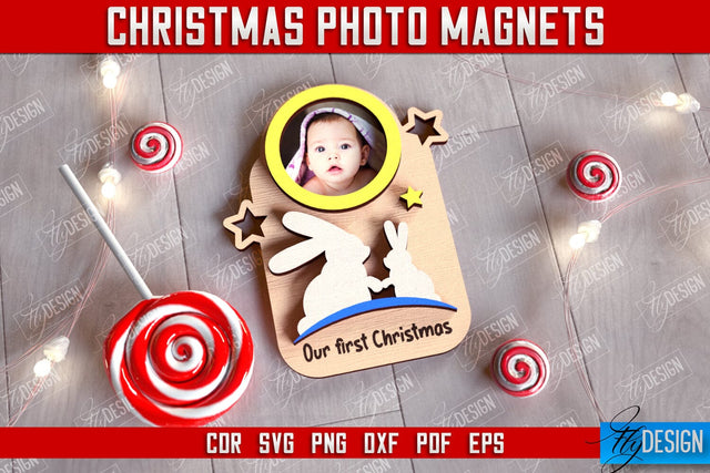 Christmas Photo Magnet | Personalized Photo Magnets | Gift Idea | CNC File SVG Fly Design 
