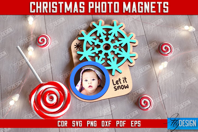 Christmas Photo Magnet | Personalized Photo Magnets | Gift Idea | CNC File SVG Fly Design 
