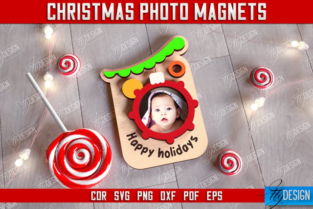 Christmas Photo Magnet | Personalized Photo Magnets | Gift Idea | CNC File SVG Fly Design 