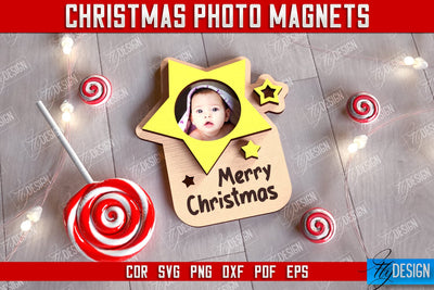 Christmas Photo Magnet | Personalized Photo Magnets | Gift Idea | CNC File SVG Fly Design 