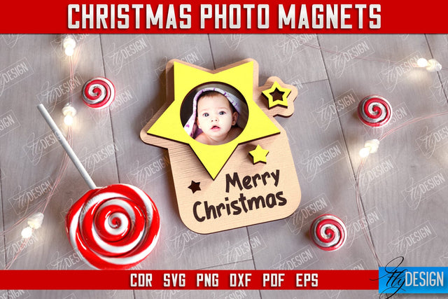 Christmas Photo Magnet | Personalized Photo Magnets | Gift Idea | CNC File SVG Fly Design 