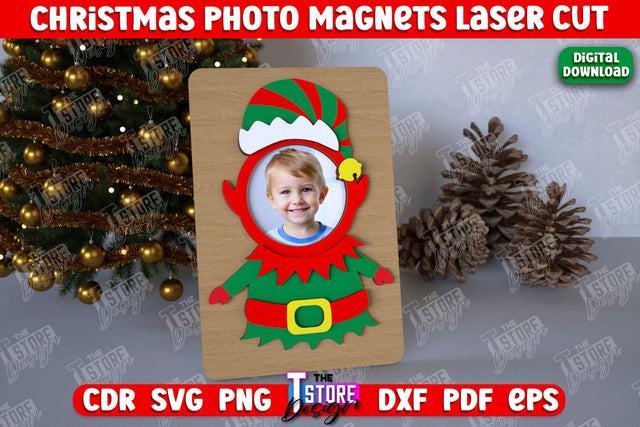 Christmas Photo Magnet | Personalized Photo Magnets | Gift Idea | Holiday | CNC File SVG The T Store Design 