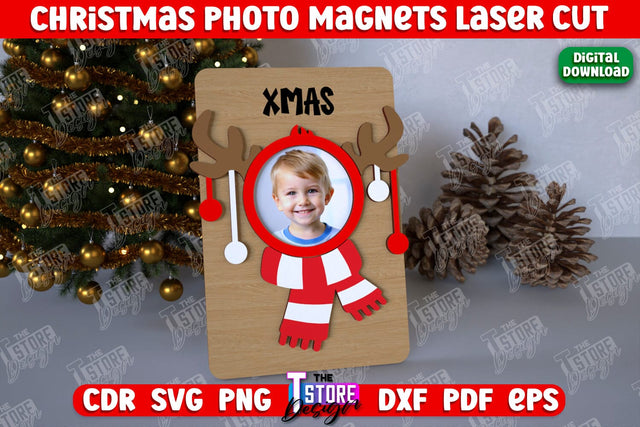 Christmas Photo Magnet | Personalized Photo Magnets | Gift Idea | Holiday | CNC File SVG The T Store Design 