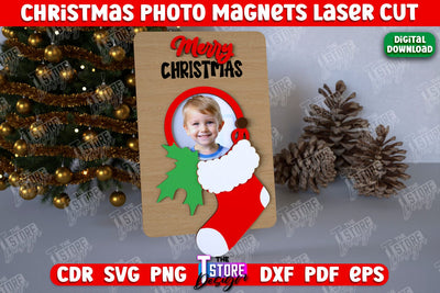 Christmas Photo Magnet | Personalized Photo Magnets | Gift Idea | Holiday | CNC File SVG The T Store Design 