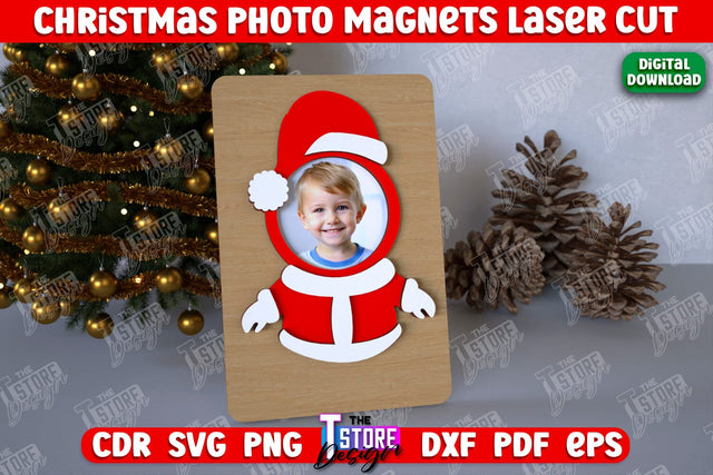 Christmas Photo Magnet | Personalized Photo Magnets | Gift Idea | Holiday | CNC File SVG The T Store Design 