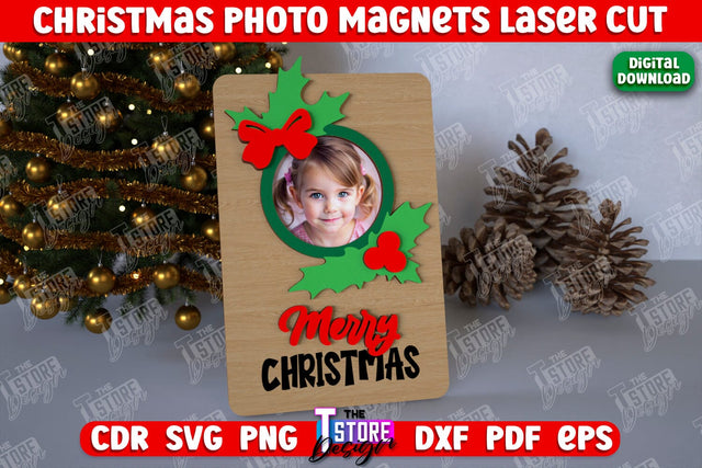 Christmas Photo Magnet | Personalized Photo Magnets | Gift Idea | Holiday | CNC File SVG The T Store Design 