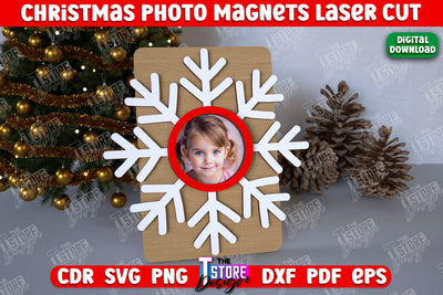 Christmas Photo Magnet | Personalized Photo Magnets | Gift Idea | Holiday | CNC File SVG The T Store Design 