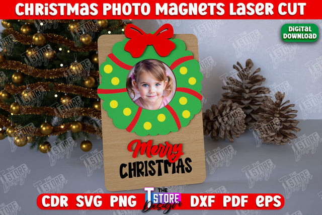 Christmas Photo Magnet | Personalized Photo Magnets | Gift Idea | Holiday | CNC File SVG The T Store Design 