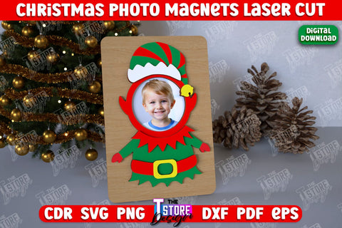 Christmas Photo Magnets Bundle | Personalized Photo Magnets | Gift Idea | Holiday | CNC Files SVG The T Store Design 