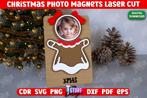 Christmas Photo Magnets Bundle | Personalized Photo Magnets | Gift Idea | Holiday | CNC Files SVG The T Store Design 