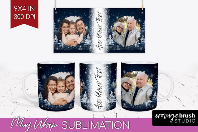 Christmas Photo Mug Wrap PNG - Nordic Picture Frame Mug Sublimation OrangeBrushStudio 