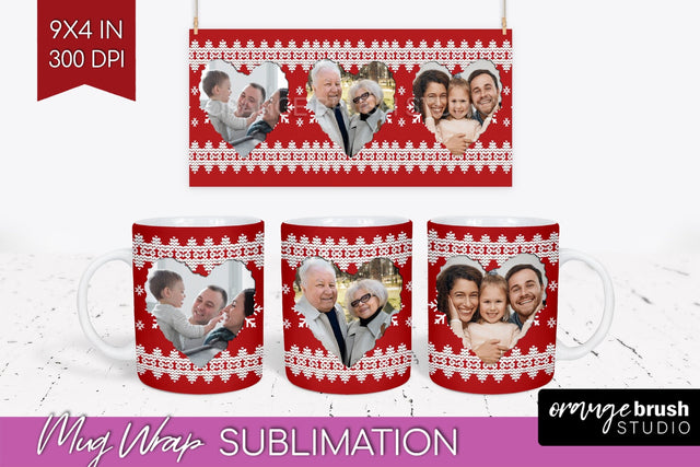 Christmas Photo Mug Wrap PNG - Nordic Picture Frame Mug Sublimation OrangeBrushStudio 