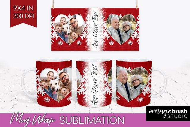 Christmas Photo Mug Wrap PNG - Nordic Picture Frame Mug Sublimation OrangeBrushStudio 