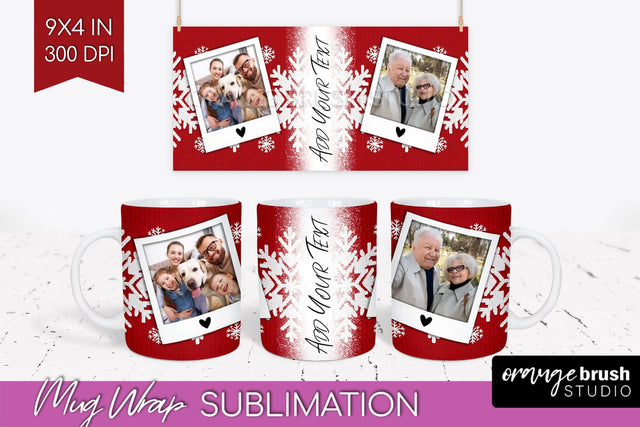 Christmas Photo Mug Wrap PNG - Nordic Picture Frame Mug Sublimation OrangeBrushStudio 