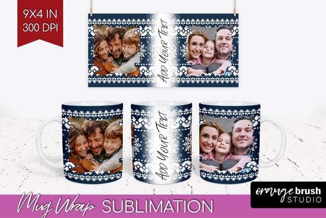 Christmas Photo Mug Wrap PNG - Nordic Picture Frame Mug Sublimation OrangeBrushStudio 