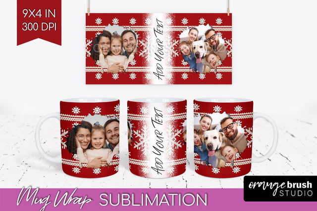 Christmas Photo Mug Wrap PNG - Nordic Picture Frame Mug Sublimation OrangeBrushStudio 