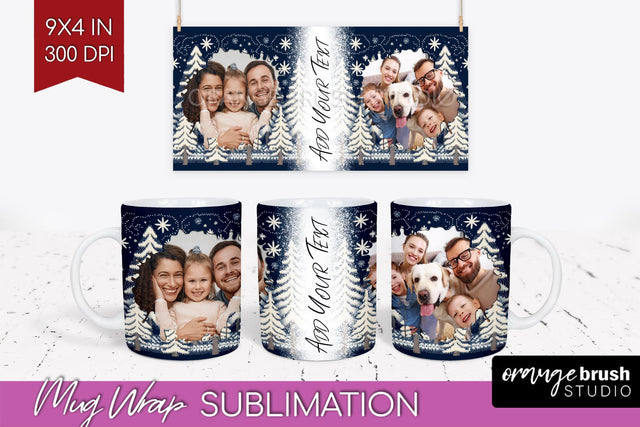Christmas Photo Mug Wrap PNG - Nordic Picture Frame Mug Sublimation OrangeBrushStudio 