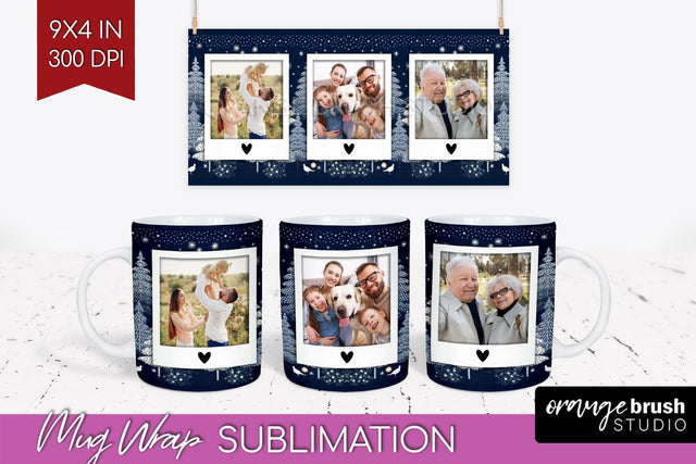 Christmas Photo Mug Wrap PNG - Nordic Picture Frame Mug Sublimation OrangeBrushStudio 