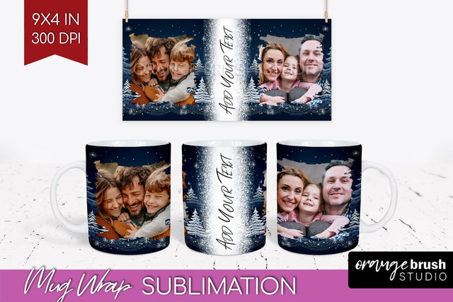 Christmas Photo Mug Wrap PNG - Nordic Picture Frame Mug Sublimation OrangeBrushStudio 