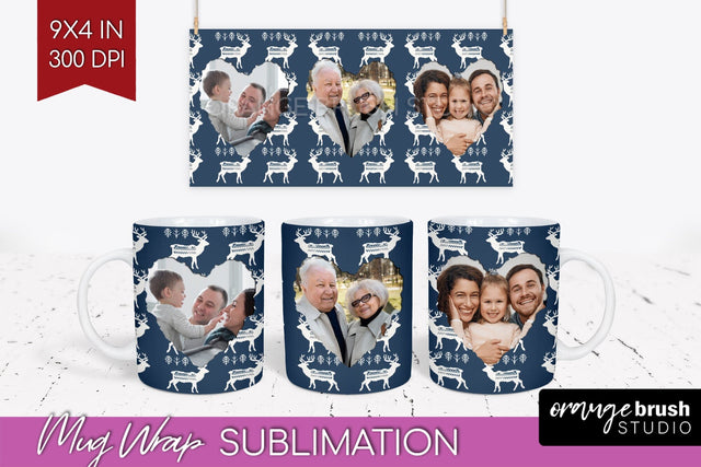 Christmas Photo Mug Wrap PNG - Nordic Picture Frame Mug Sublimation OrangeBrushStudio 