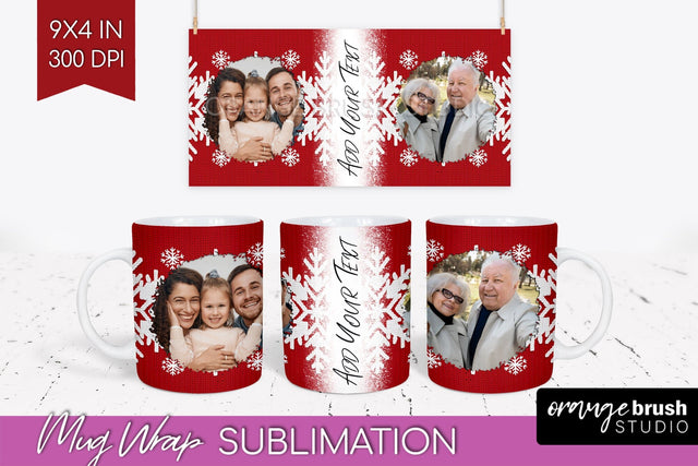 Christmas Photo Mug Wrap PNG - Nordic Picture Frame Mug Sublimation OrangeBrushStudio 