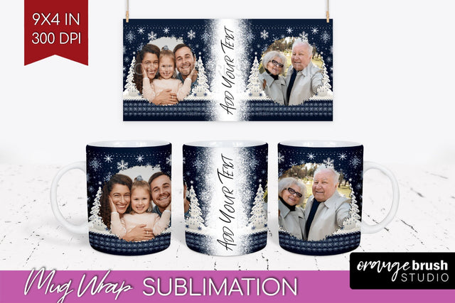 Christmas Photo Mug Wrap PNG - Nordic Picture Frame Mug Sublimation OrangeBrushStudio 