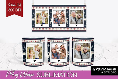 Christmas Photo Mug Wrap PNG - Nordic Picture Frame Mug Sublimation OrangeBrushStudio 