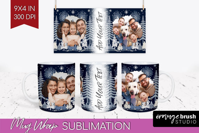 Christmas Photo Mug Wrap PNG - Nordic Picture Frame Mug Sublimation OrangeBrushStudio 
