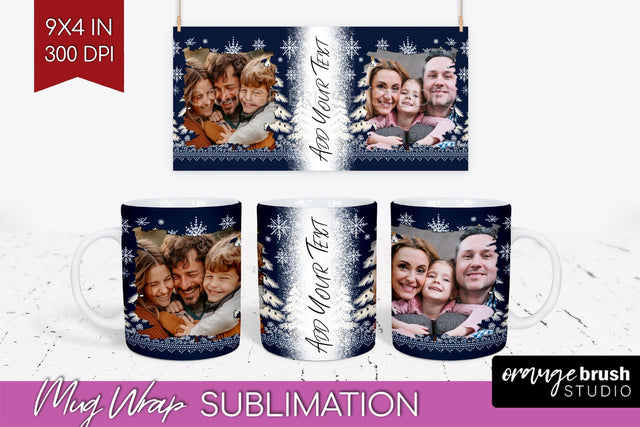 Christmas Photo Mug Wrap PNG - Nordic Picture Frame Mug Sublimation OrangeBrushStudio 