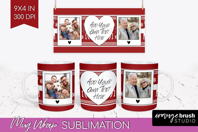 Christmas Photo Mug Wrap PNG - Nordic Picture Frame Mug Sublimation OrangeBrushStudio 