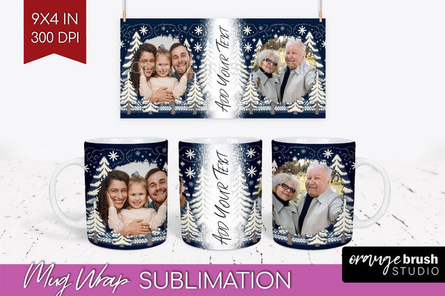 Christmas Photo Mug Wrap PNG - Nordic Picture Frame Mug Sublimation OrangeBrushStudio 