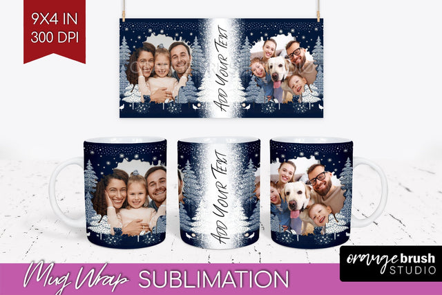 Christmas Photo Mug Wrap PNG - Nordic Picture Frame Mug Sublimation OrangeBrushStudio 