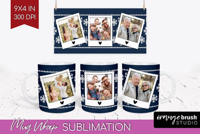 Christmas Photo Mug Wrap PNG - Nordic Picture Frame Mug Sublimation OrangeBrushStudio 
