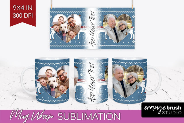 Christmas Photo Mug Wrap PNG - Nordic Picture Frame Mug Sublimation OrangeBrushStudio 
