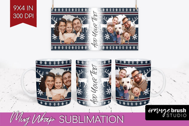 Christmas Photo Mug Wrap PNG - Nordic Picture Frame Mug Sublimation OrangeBrushStudio 