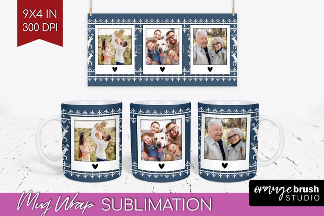 Christmas Photo Mug Wrap PNG - Nordic Picture Frame Mug Sublimation OrangeBrushStudio 