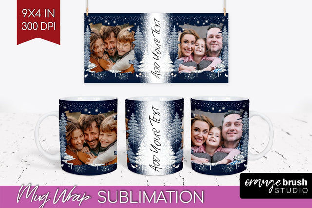 Christmas Photo Mug Wrap PNG - Nordic Picture Frame Mug Sublimation OrangeBrushStudio 