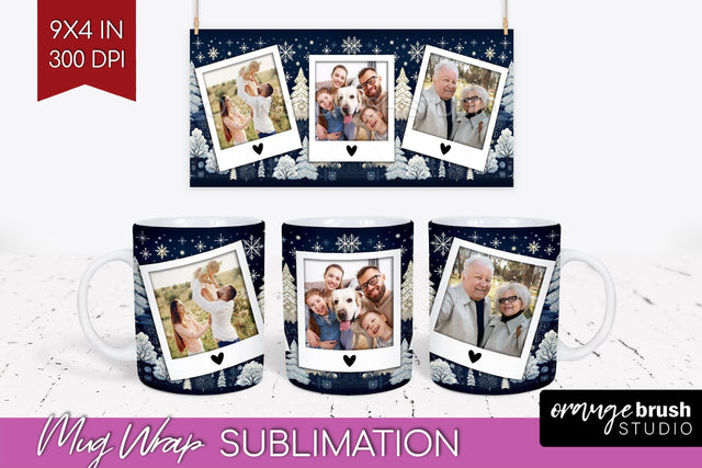 Christmas Photo Mug Wrap PNG - Nordic Picture Frame Mug Sublimation OrangeBrushStudio 