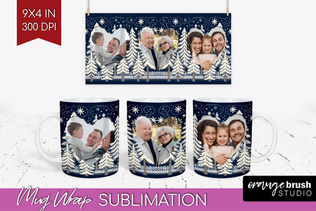 Christmas Photo Mug Wrap PNG - Nordic Picture Frame Mug Sublimation OrangeBrushStudio 