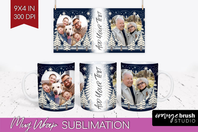 Christmas Photo Mug Wrap PNG - Nordic Picture Frame Mug Sublimation OrangeBrushStudio 