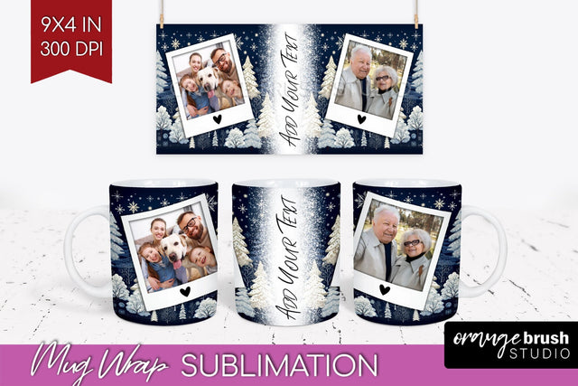 Christmas Photo Mug Wrap PNG - Nordic Picture Frame Mug Sublimation OrangeBrushStudio 