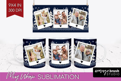 Christmas Photo Mug Wrap PNG - Nordic Picture Frame Mug Sublimation OrangeBrushStudio 