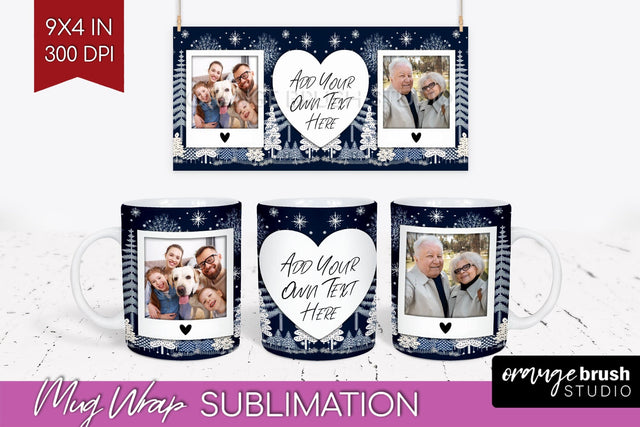 Christmas Photo Mug Wrap PNG - Nordic Picture Frame Mug Sublimation OrangeBrushStudio 