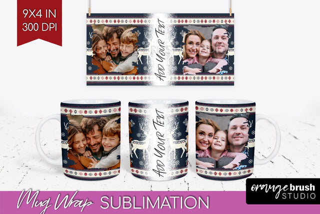 Christmas Photo Mug Wrap PNG - Nordic Picture Frame Mug Sublimation OrangeBrushStudio 