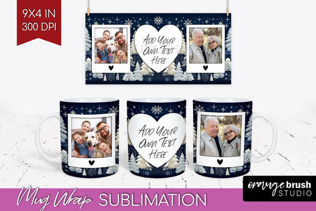 Christmas Photo Mug Wrap PNG - Nordic Picture Frame Mug Sublimation OrangeBrushStudio 