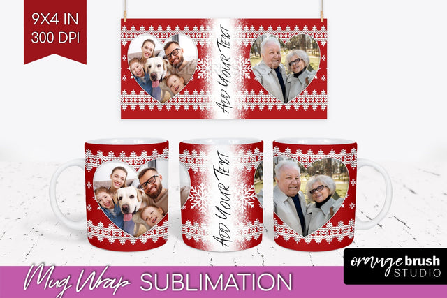 Christmas Photo Mug Wrap PNG - Nordic Picture Frame Mug Sublimation OrangeBrushStudio 