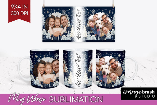 Christmas Photo Mug Wrap PNG - Nordic Picture Frame Mug Sublimation OrangeBrushStudio 